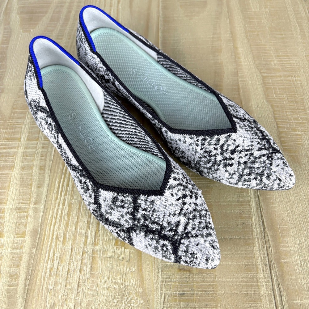 Rothys The Point Grey Python Snake Print Pointed … - image 1